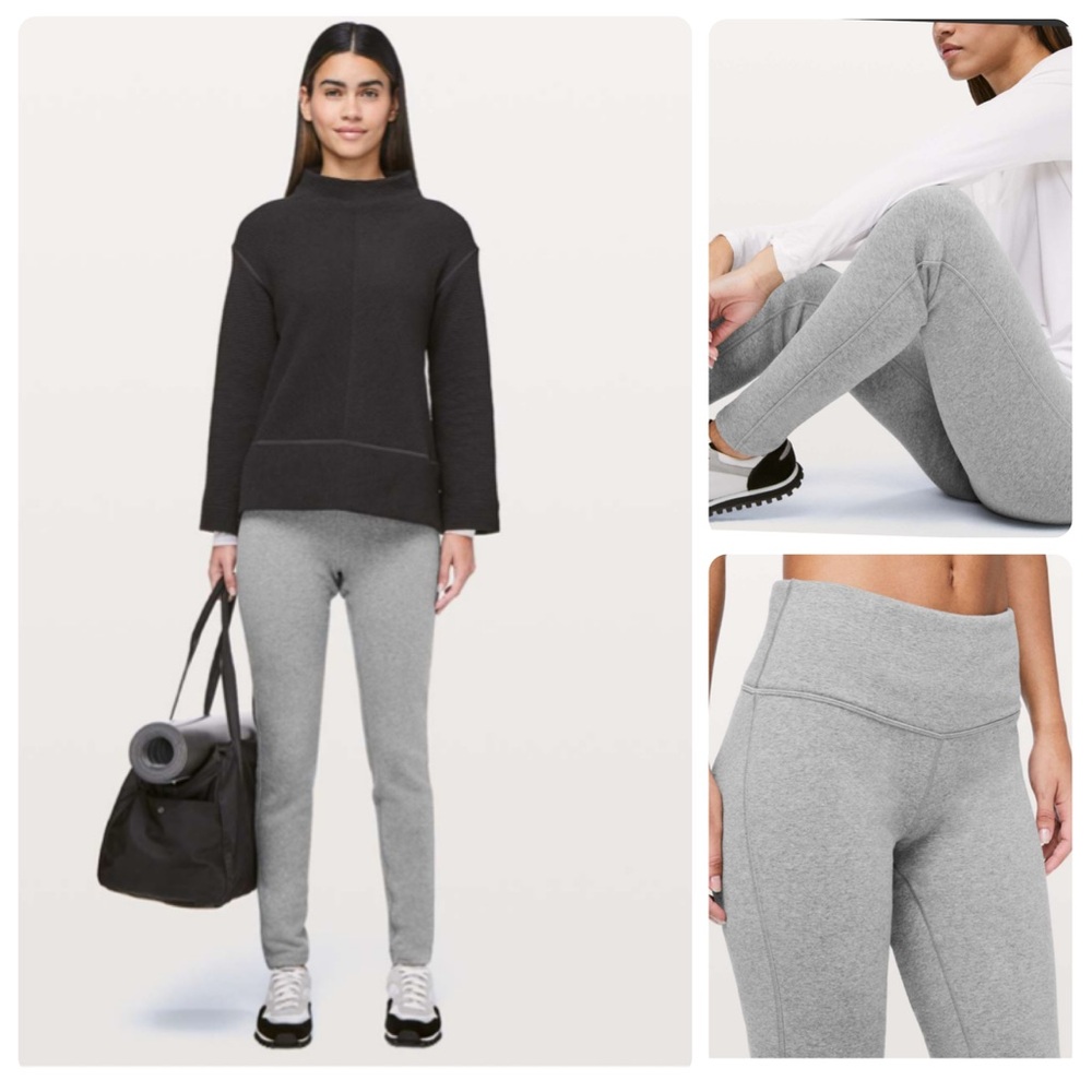 Lululemon Wunder 30” Fleece Lined Lounge pant in heathered core grey Size 10